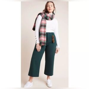 Anthropologie Courtney Cropped Marine Wide-Leg Pants size 10